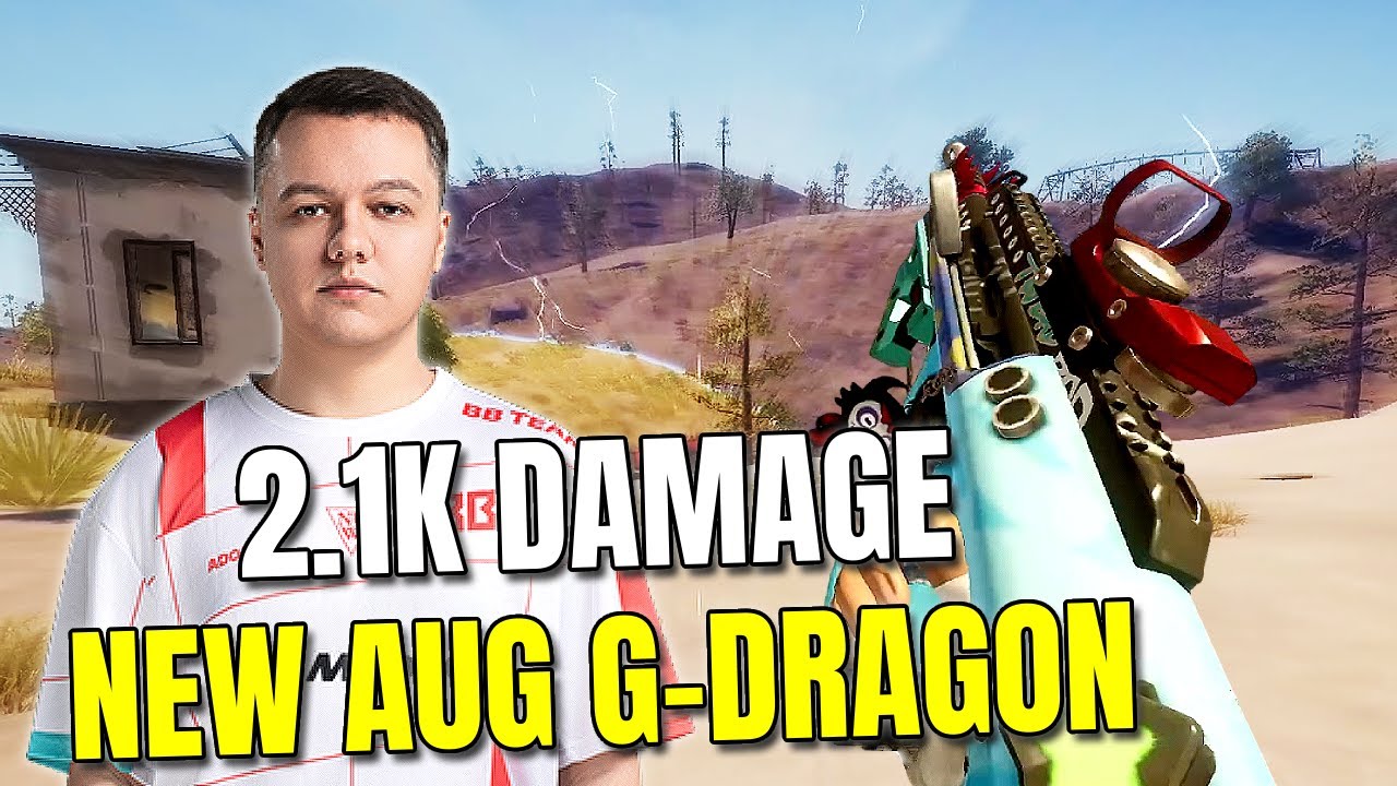 ADOUZ1E Shows The New AUG G-Dragon Skin with 2.1K Damage in PUBG