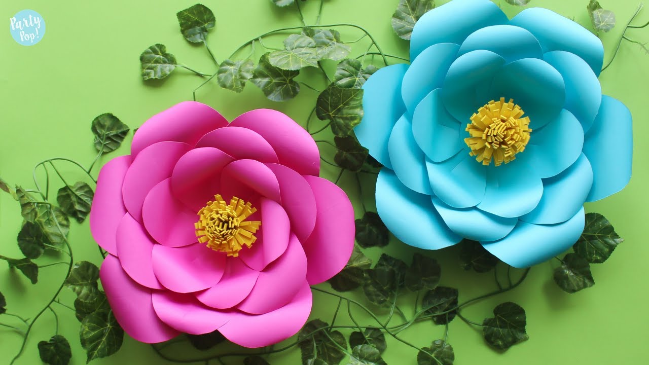 Cómo hacer flores de papel grandes 🌼 + Moldes  paso a paso