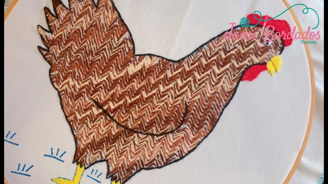 101. Bordado Fantasía Gallina 1 / Hand Embroidery Hen with Fantasy Stitch