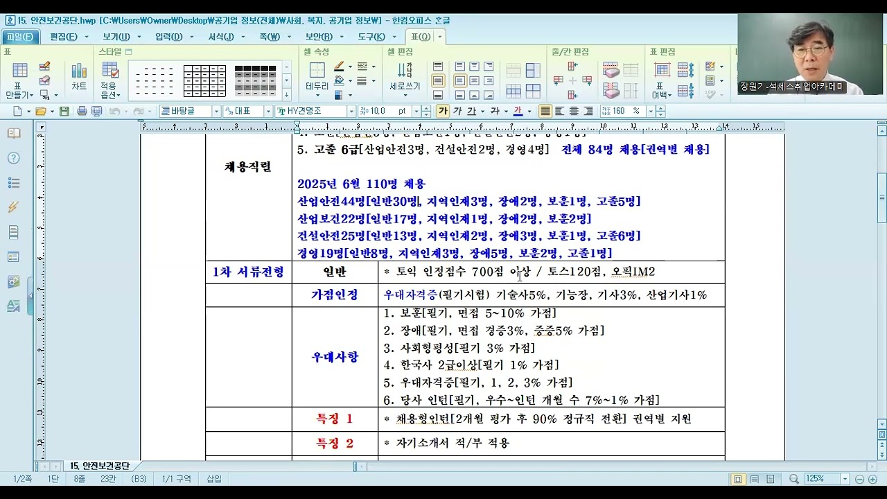 1  한국산업안전보건공단 7월 채용 심화설명회