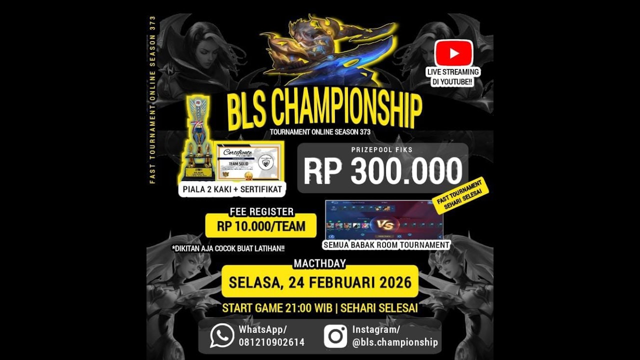 LIVE GRANDFINAL BLS CHAMPIONSHIP SEASON 373 | ROOM TOURNAMENT BAN 10
