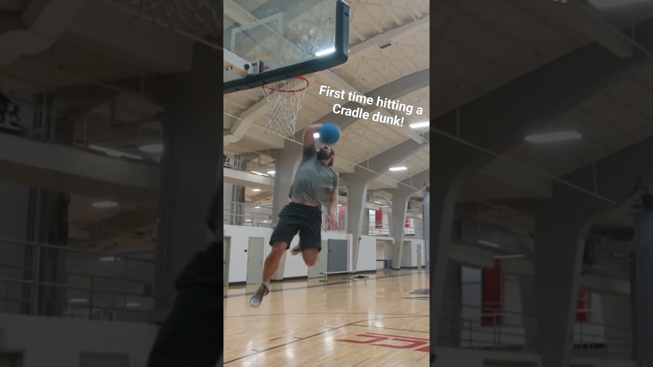 First time hitting a Cradle Dunk! Rim was above 10' too 🥲 