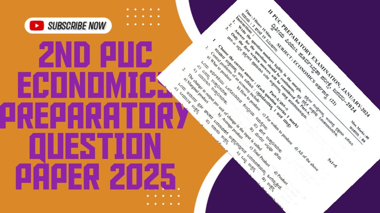 2nd PUC Economics Preparatory question paper 2025 Pattern 80 Marks 