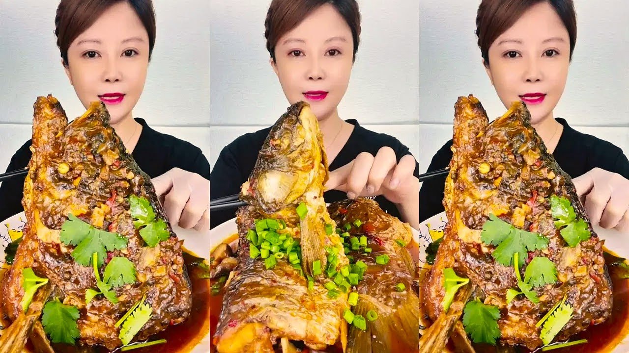 Asmr Eating Fish Fry, Big Fish Head Curry Mukbang | 생선대가리 먹방 | 중국가정식 먹방 | 중국생선먹방|Mukbang Kepala Ikan