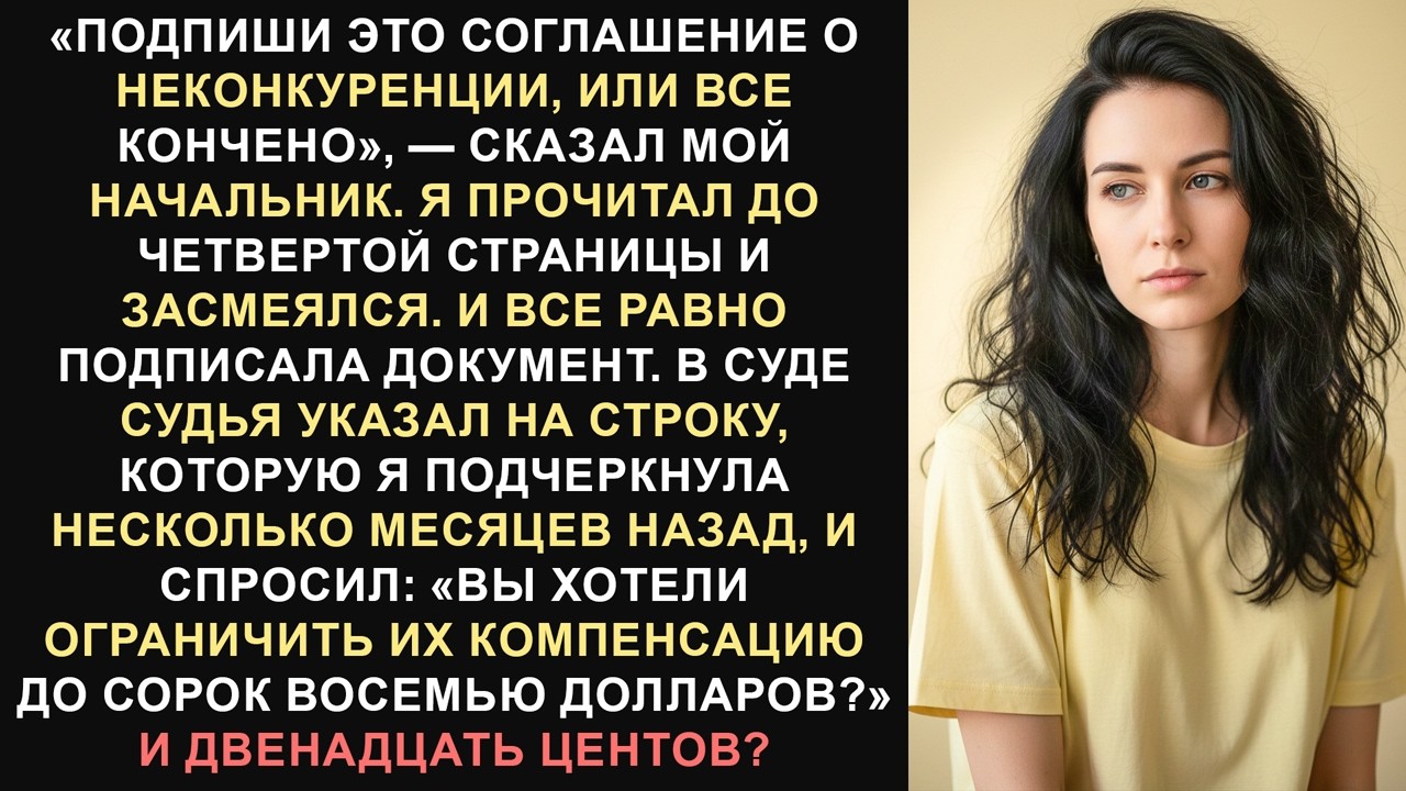Она подписала соглашение о неконкуренции, а затем подала в суд на компанию.