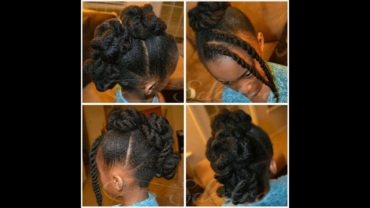 Twisted Frohawk on Natural Hair - No Heat - Children's Hair Style