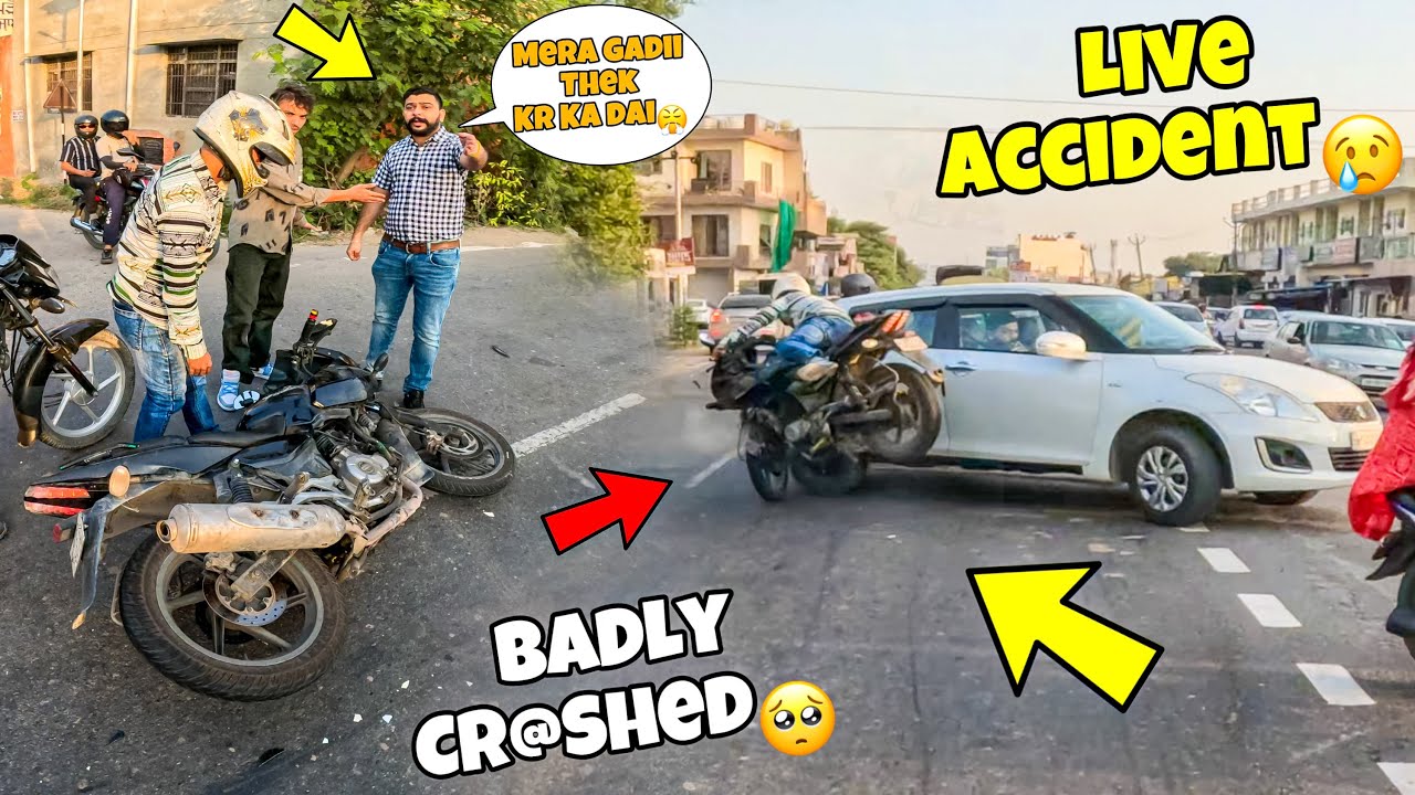 Live Accident of Pulsar220 😢|| Badly Cr@shed with swift😰|| Ye kya ho gaya😭