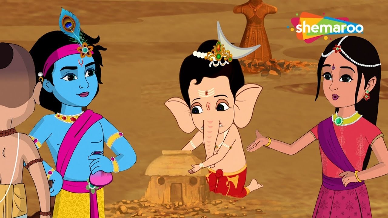 क्या राधा कृष्णा और बाल गणेश जी को क्या समझा रही है ? | Bal Ganesh and Krishna Story | @KidsBhakti