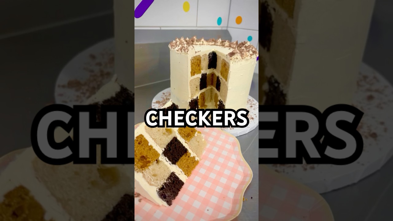 A CHECKERBOARD CAKE using 3 layers. So simple but so effective!