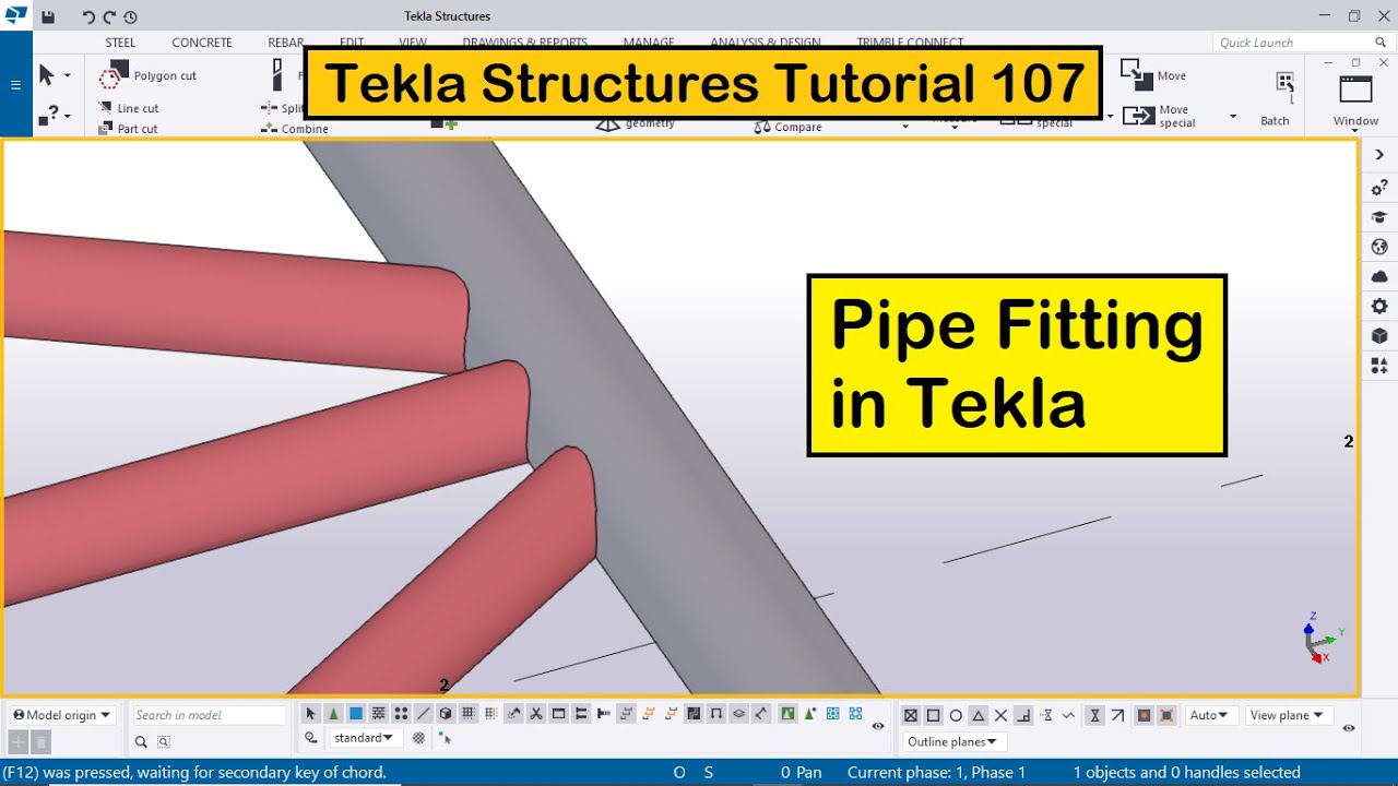 Tekla Structures Tutorial 107 | Pipe Fitting in Tekla