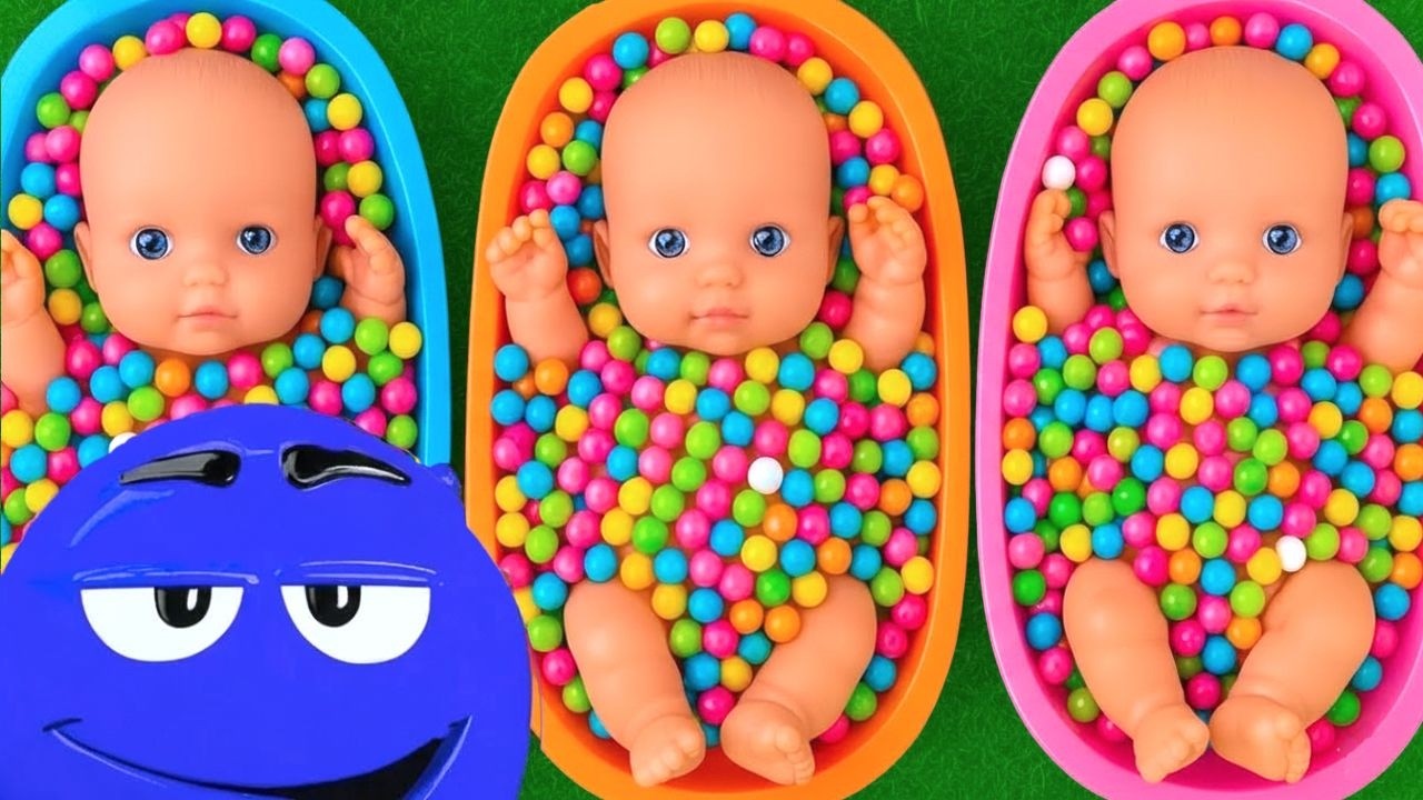 11 Minutes Satisfying with Full of 3 Rainbow BathTubs Candy with M&M's & Magic Slime Cutting Video