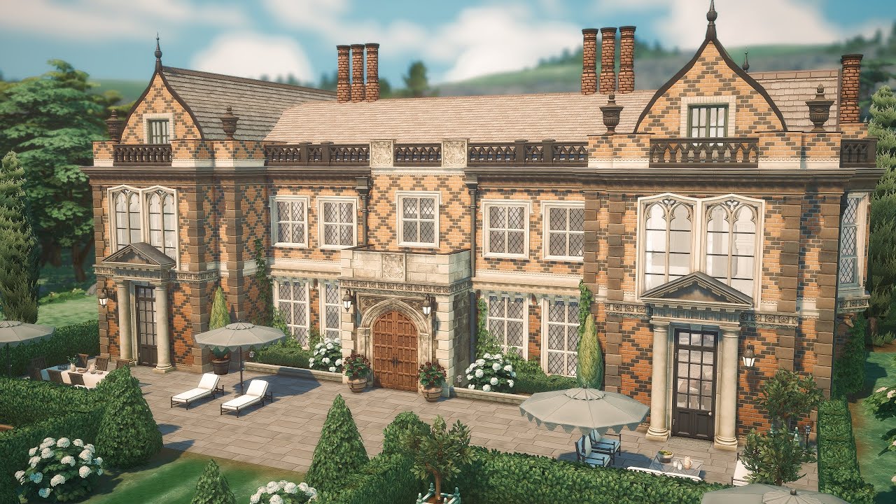 BRITISH MANOR (Neo-Gothic Country Estate) | Sims 4 Speed Build (stop motion style)