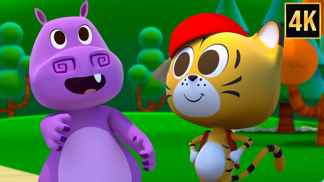 A tiger went out for a walk and Animated Animal Cartoon for Kids