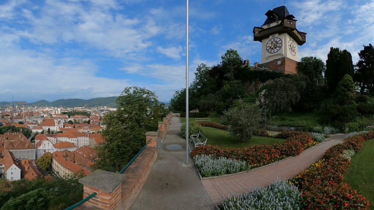 Schlossberg in Graz, Austria. Virtual reality video walk.