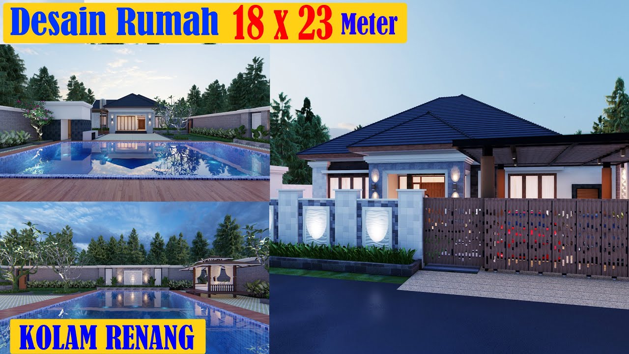 Desain Rumah Bpk Bimo di Palangkaraya, 18x23, 1 Lantai Ada Kolam Renangnya