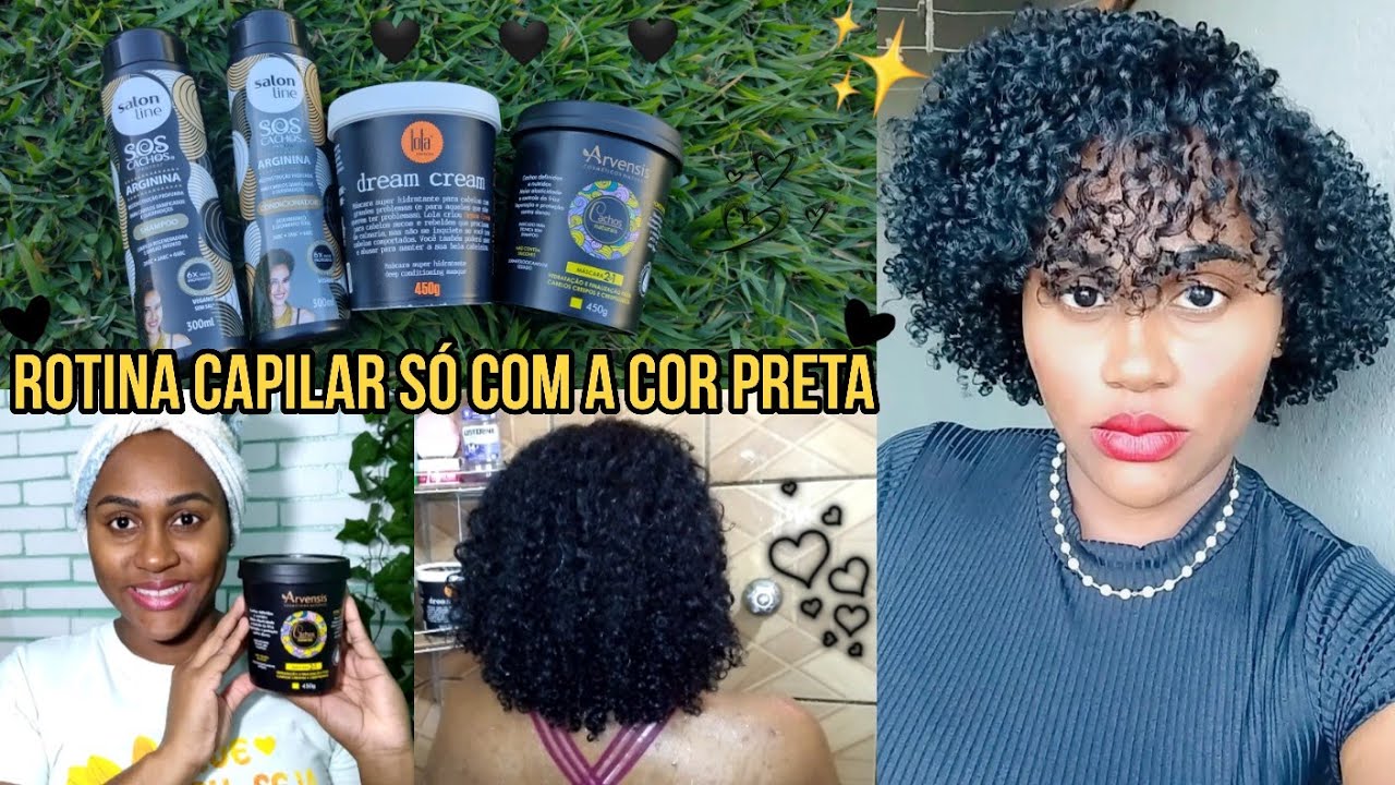 Rotina capilar apenas com produtos pretos ✨