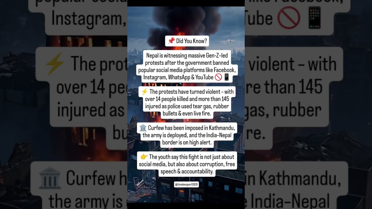 Nepal on fire Gen-Z protests social media ban.Demanding free speech & end corruption @timekeeper0928