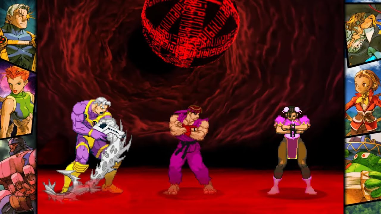 Marvel vs Capcom 2: прохождение аркадного режима с Чун-Ли, Рю и Кейблом.
