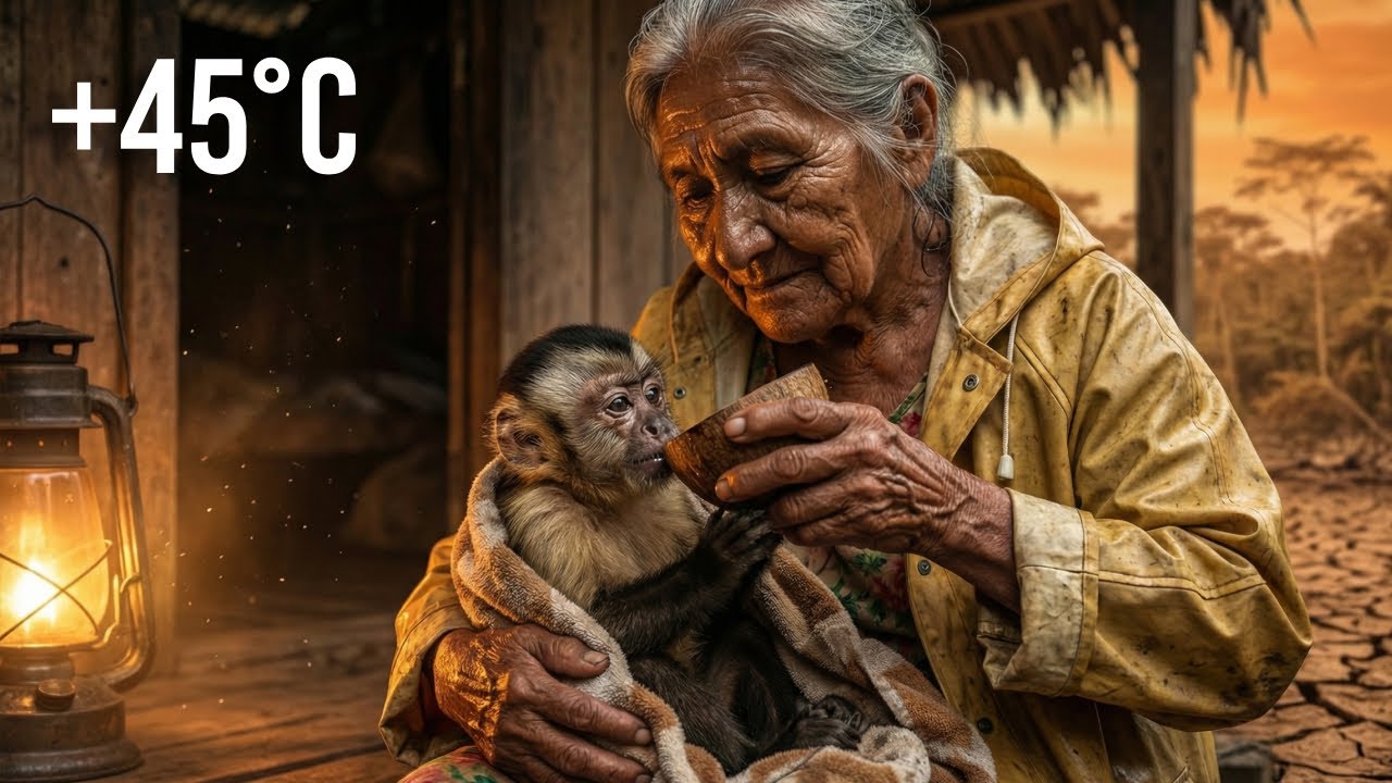 Trapped in +45°C Heat: Elderly Woman Gave Her Last Water to a Thirsty Monkey💔🐒
