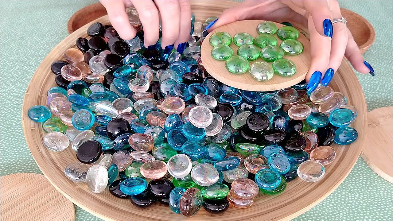 ASMR Glass Pebbles/Stones • Sorting & Organizing • No Talking