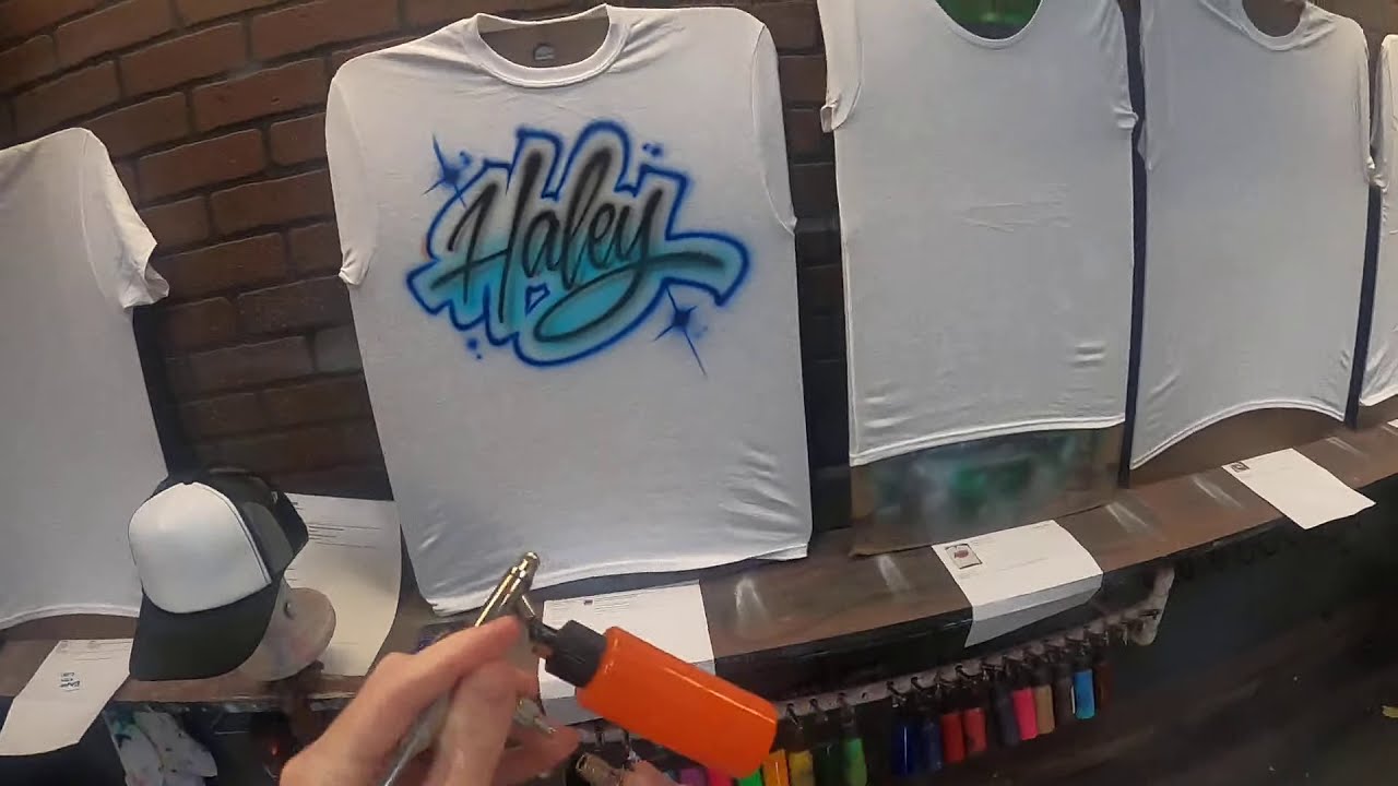 Let's Paint! How-to Airbrush T shirts - Graffiti / Calligraphy designs