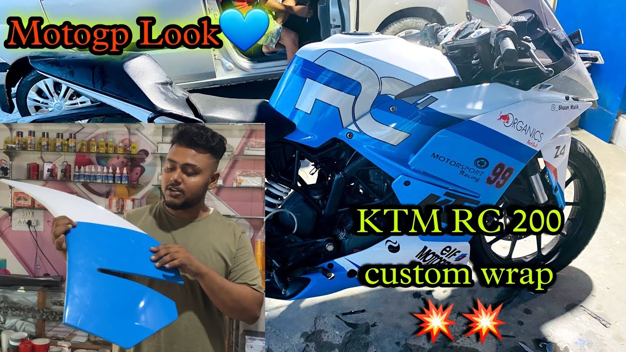 KTM RC 200 Modified/Pure vinyl white & blue wrapping on ktm/motogp look on rc 200