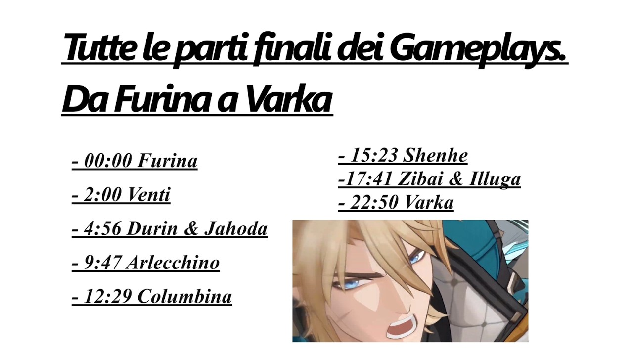 Compilation parti finali Gameplays. Da Furina a Varka