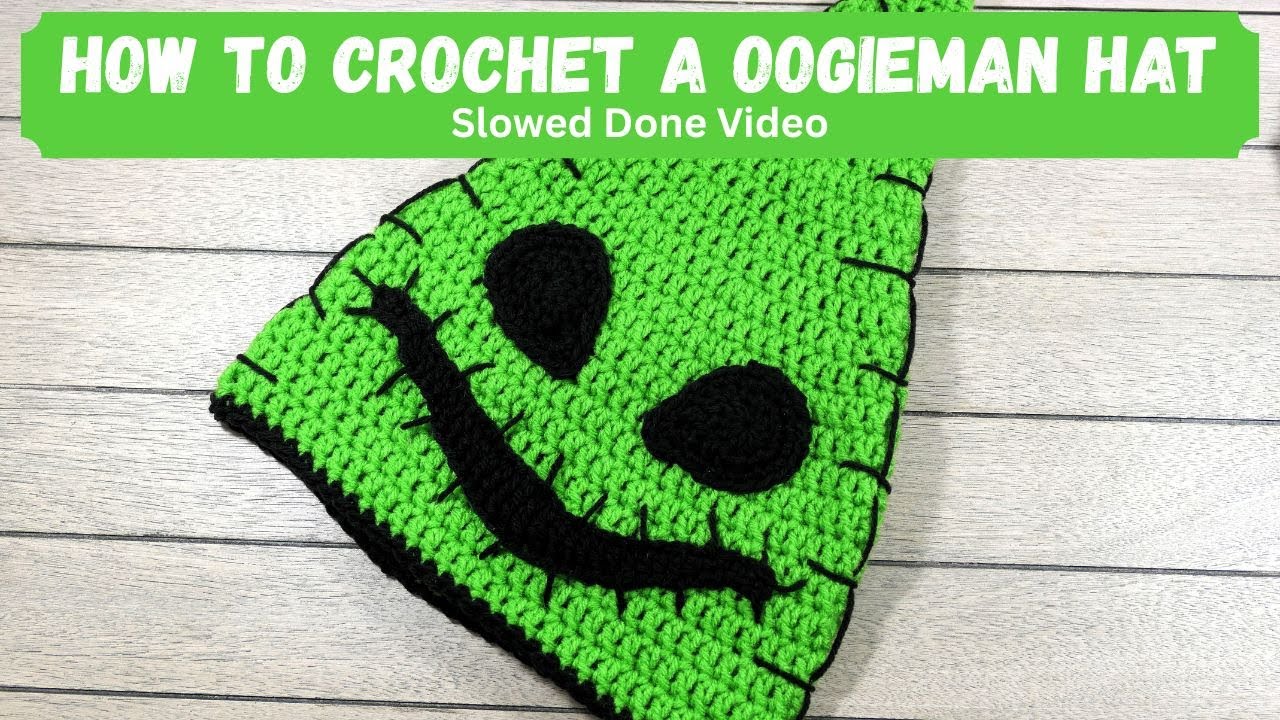 Slowed Down Video, How To Crochet an Oogie Boogie Inspired Beanie