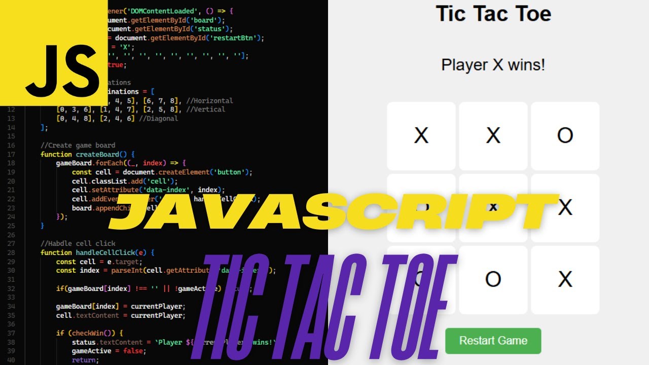 Coding a Tic Tac Toe game with JavaScript - Easy JavaScript Projects #javascript #game #coding