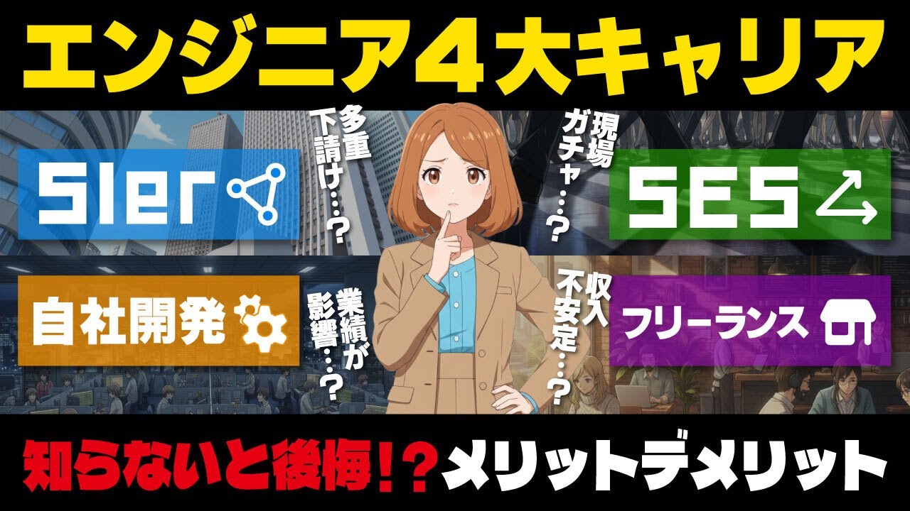 【現役エンジニアが語る】後悔しないキャリア選択！SIer・SES・自社開発・フリーランスを徹底解説