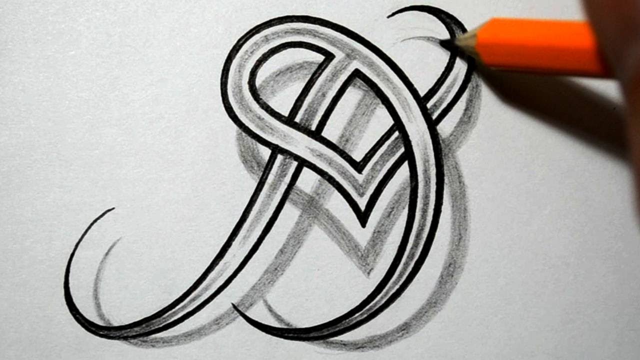 Initial D and Heart Combined Together - Celtic Weave Style - Letter Tattoo Design