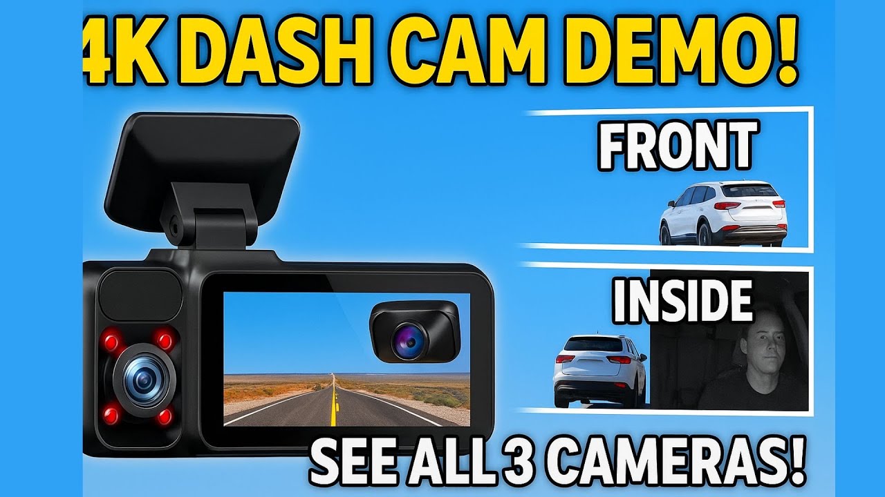 REDTIGER 4K Triple Dash Cam Test &ndash; Front, Rear & Inside Demo with Night Vision & GPS!