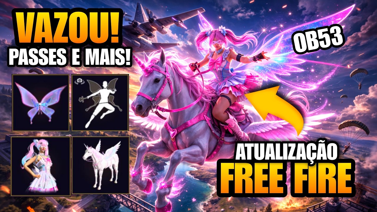 SKIN DE FADA E UNICORNIO NO FF, SUPERMERCADO TURBO, PASSE MAIO JULHO E MAIS NOVIDADES OB53 FREE FIRE