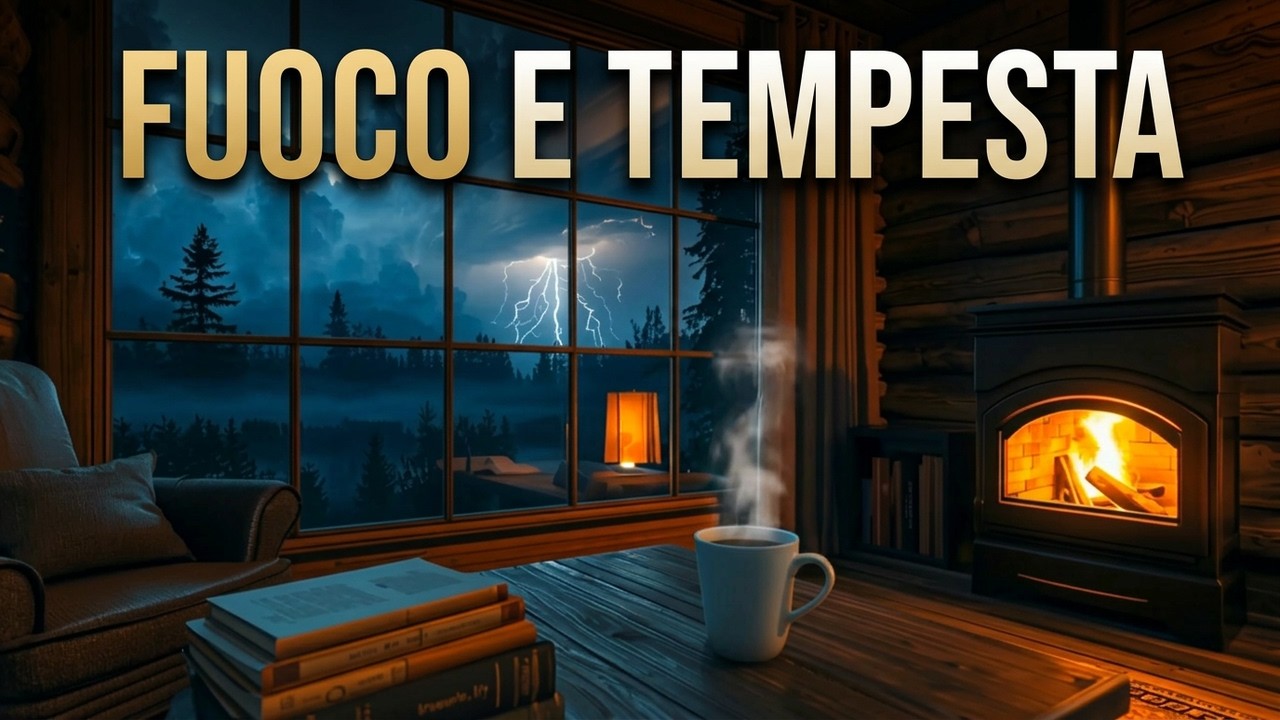 Tempesta Notturna e Camino Caldo | Musica Rilassante contro lo Stress #meditationmusic #deephouse