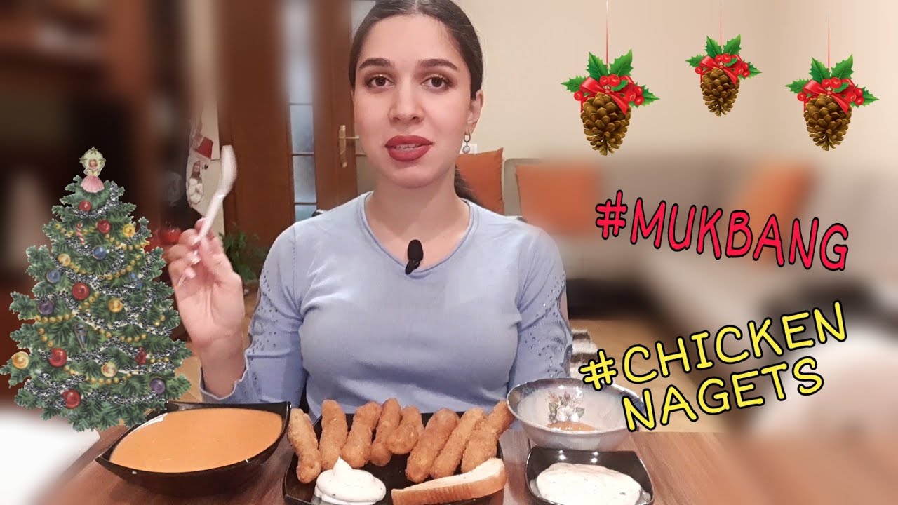 MUKBANG/ПОЧТИ ASMR/НАГЕТСЫ И ТОМАТНЫЙ СУП