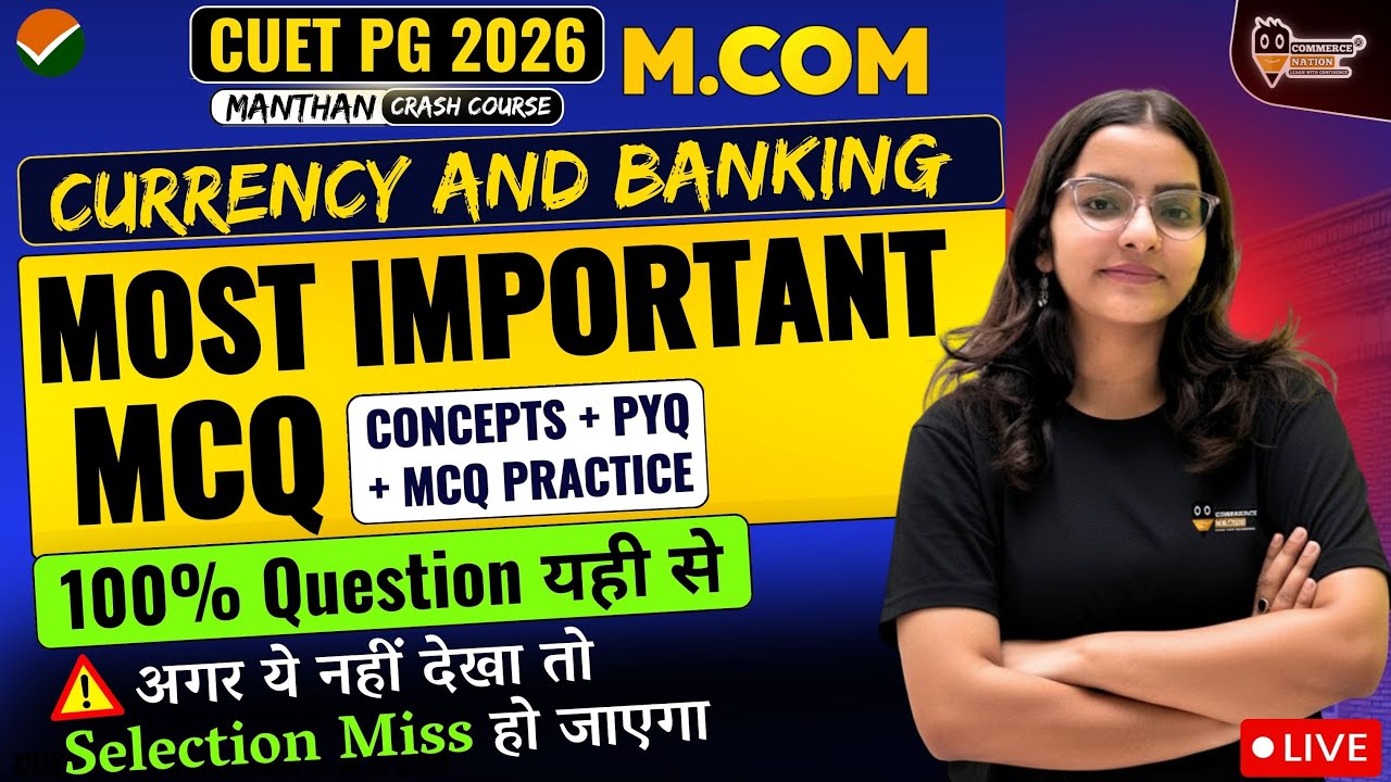 Currency and Banking  | CUET PG M.Com 2026 |  | Most Expected MCQs 🔥 Don’t Miss These MCQs ❌