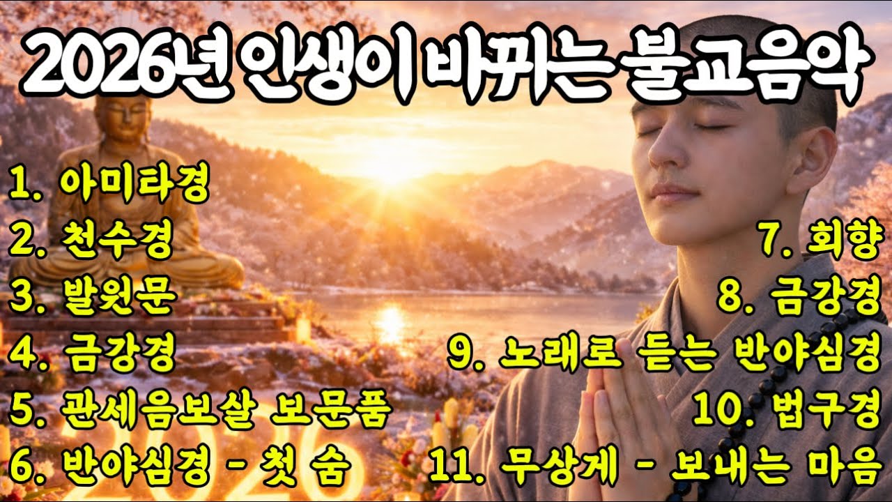 [불교음악 연속듣기] 2026년 한번만 들어도 인생이 바뀌는 노래 |천수경·금강경·반야심경 복을 부르는 불교 음악 이 노래를 듣고 소원이 이루어졌습니다. #불교음악 #소원성취