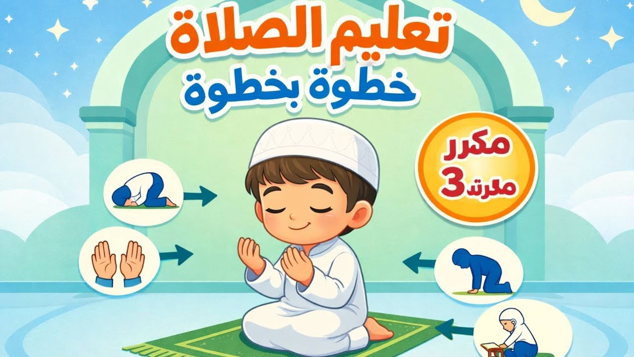 تعليم الصلاة للأطفال (بالتكرار) | خطوة بخطوة بطريقة دينية صحيح