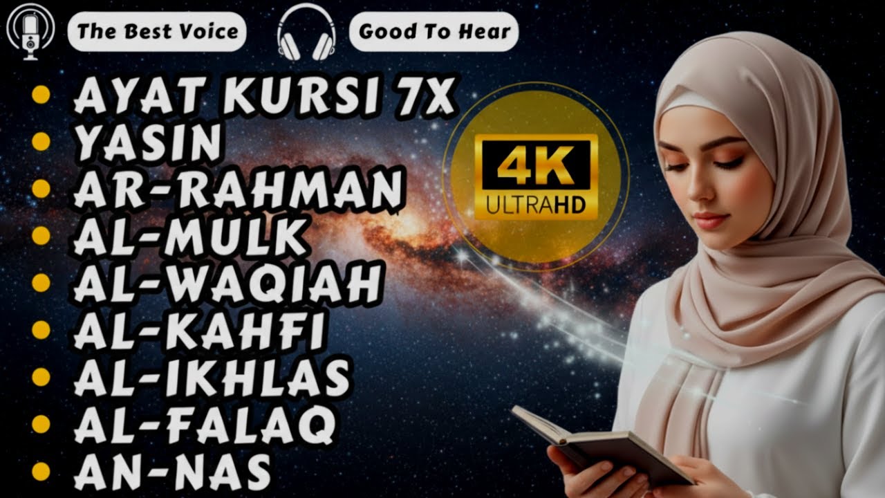Ayat Kursi 7x,Surah Yasin,Ar Rahman,Al Waqiah,Al Mulk,Al Kahfi,Ikhlas,Falaq,An Nas