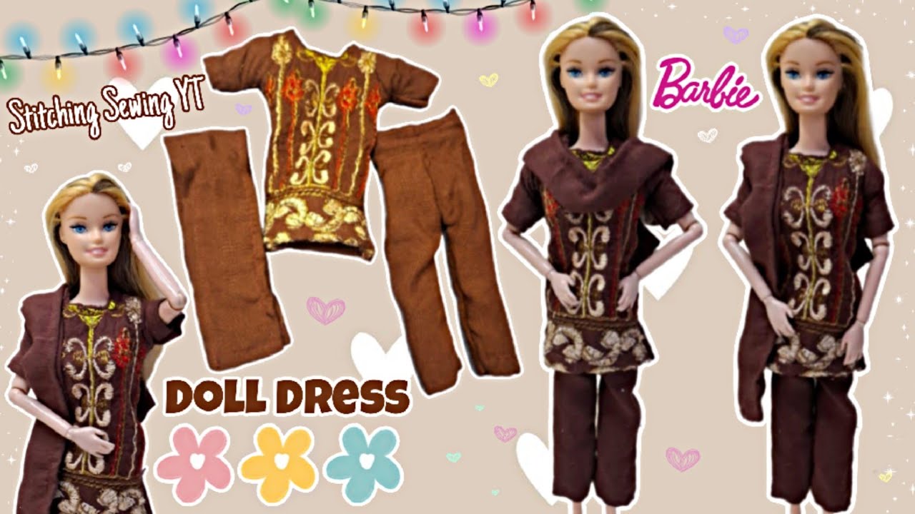 Cute - kurti and plazo for Barbie doll cutting and stitching|doll dress making| Stitching Sewing YT❤