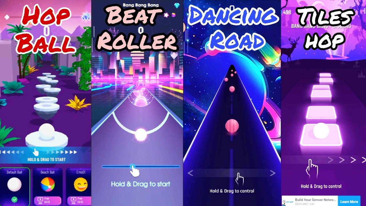 Hop Ball3 vs Beat Roller vs Dancing Road vs Tiles Hop