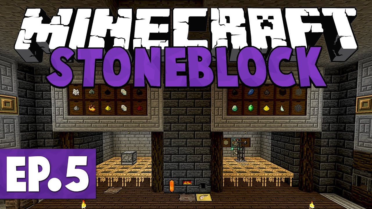 Minecraft StoneBlock - Base Upgrade & Tinkers Tools! #5 [Modded Questing Survival]