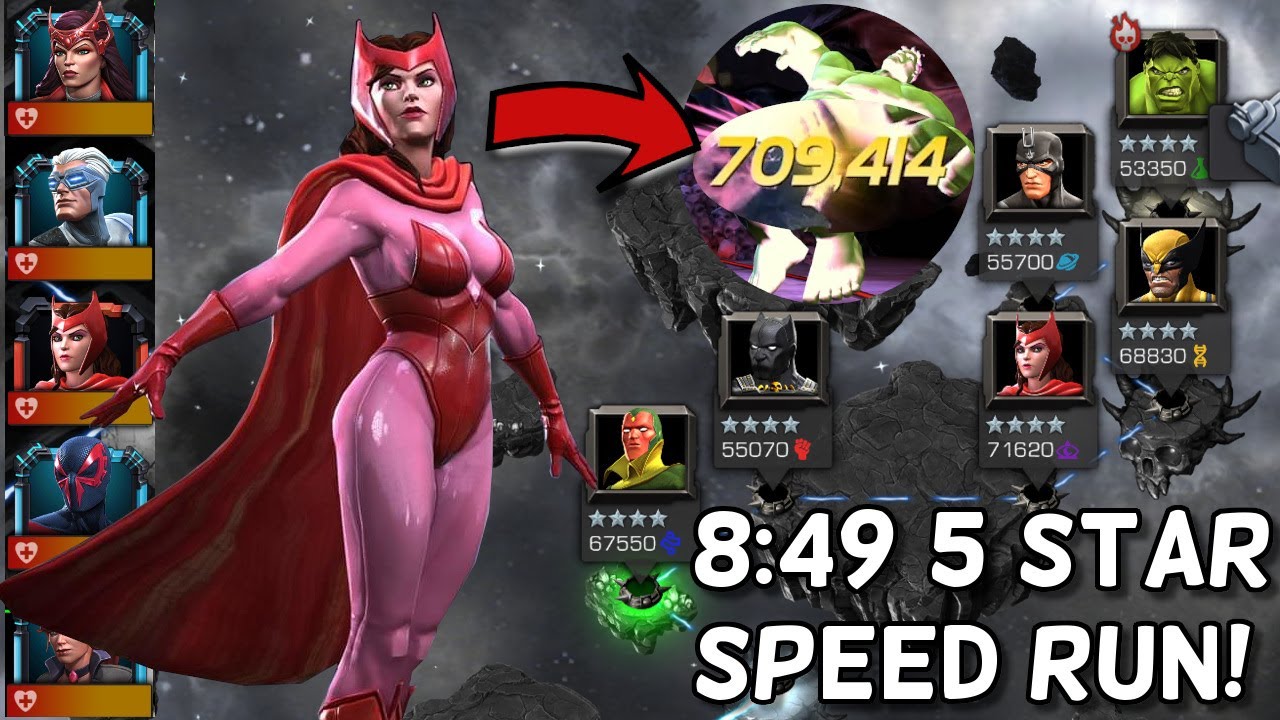 5 Star Scarlet Witch - 8 Minutes 49 Second Realm of Legends Speed Run | Marvel Contest of Champions