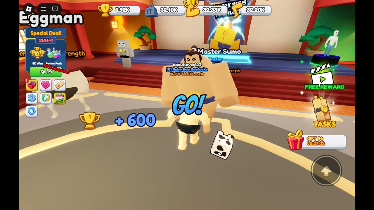 Playing sumo wrestling simulator