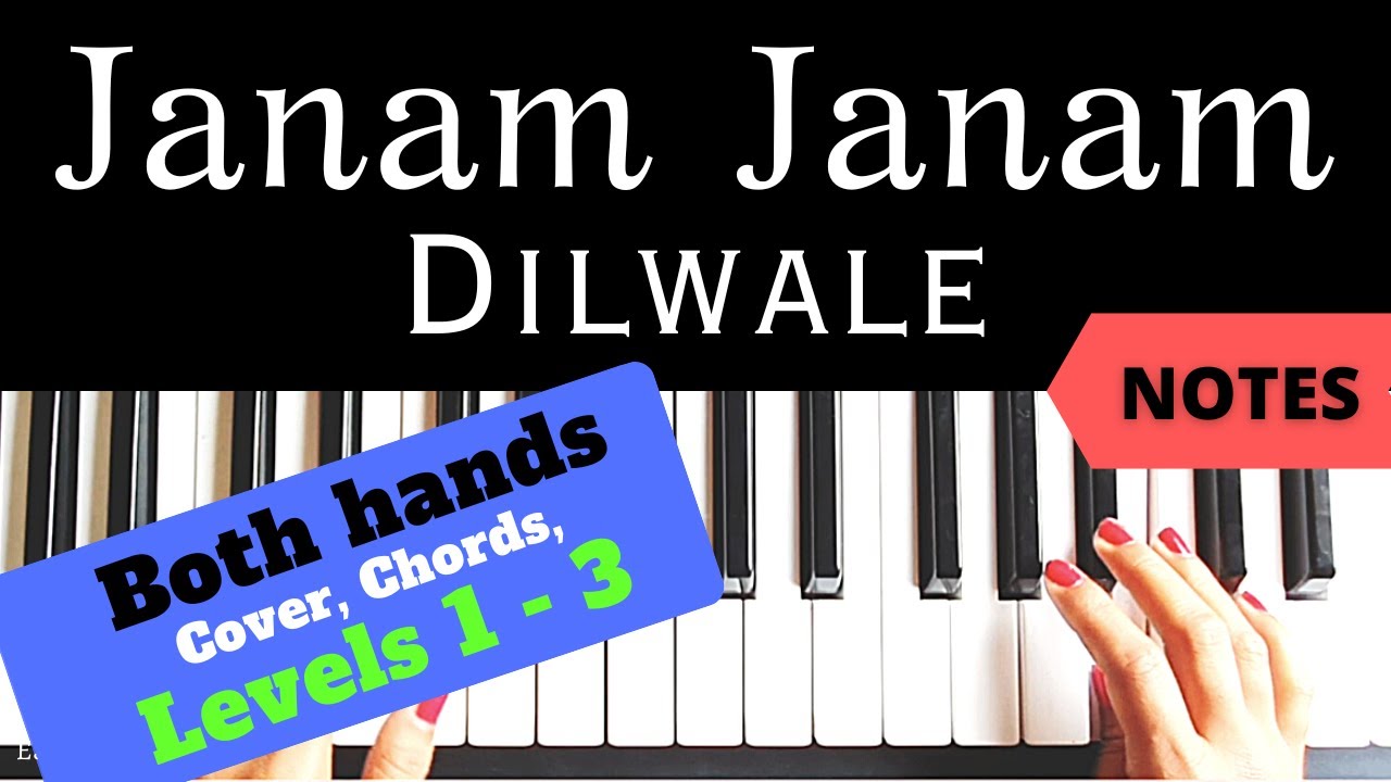 Janam Janam - Pritam Chakraborty  | Both hands Piano Tutorial | Level 1 - 3 | NOTES | +Slow