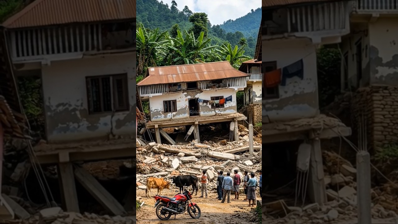House Collapses Into Gap &ndash; Villagers Flee #collapse
