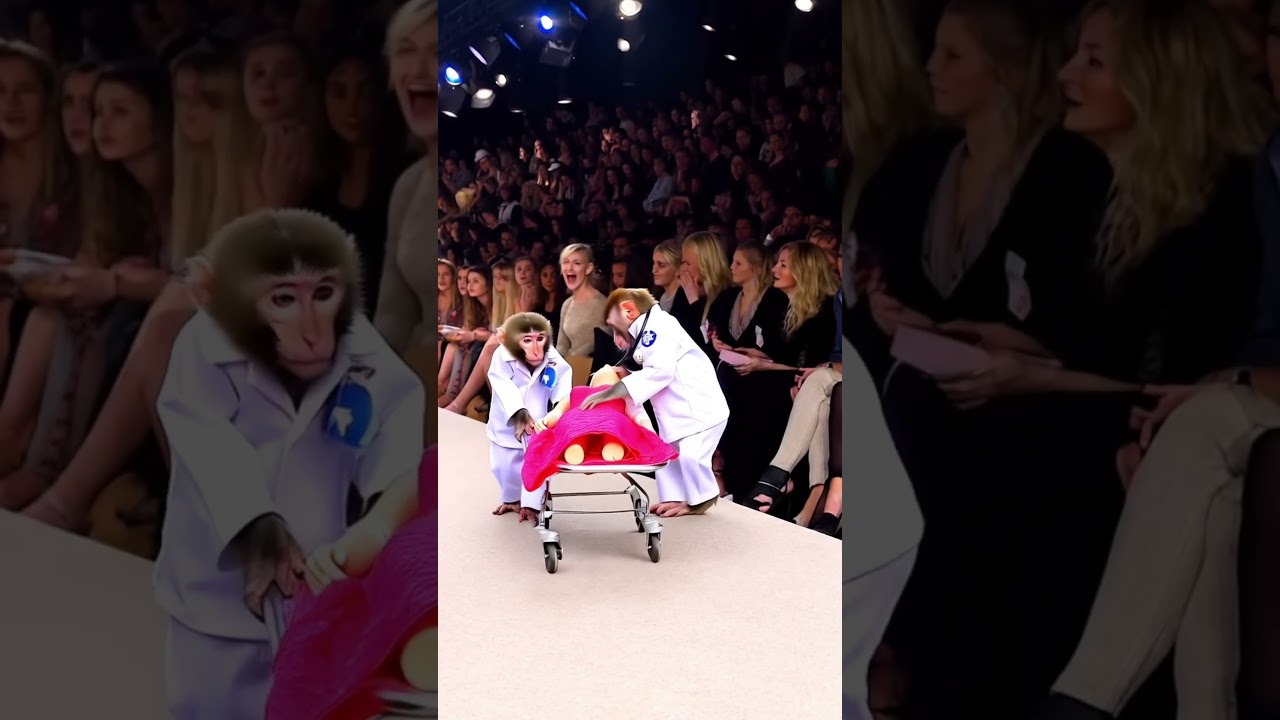 Monkey Medics Hijack the Runway in Style 🐒  #monkeybusiness