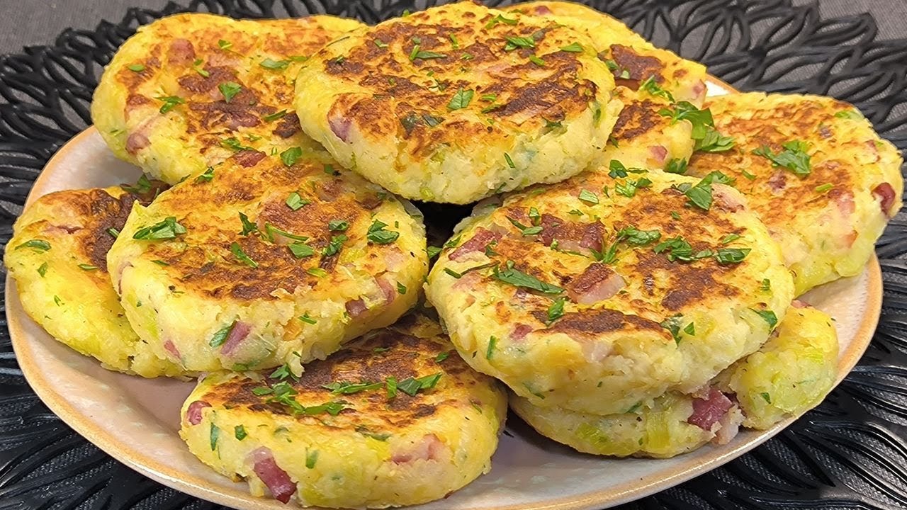 Cena Fácil y Rica: Tortitas de Patatas con Bacon y Puerro en Sartén