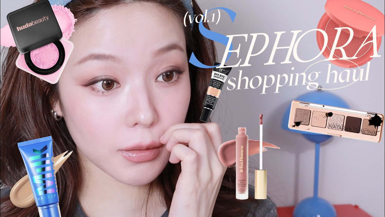 SEPHORA戰利品開箱💄 爆水光感粉底/超好用遮瑕/螢光粉蜜粉?/實用眼影盤 還有好多！