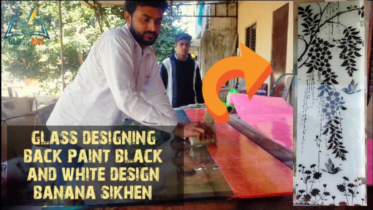 amazing glass/ black black pant and white white paint design Glass work/glass art..